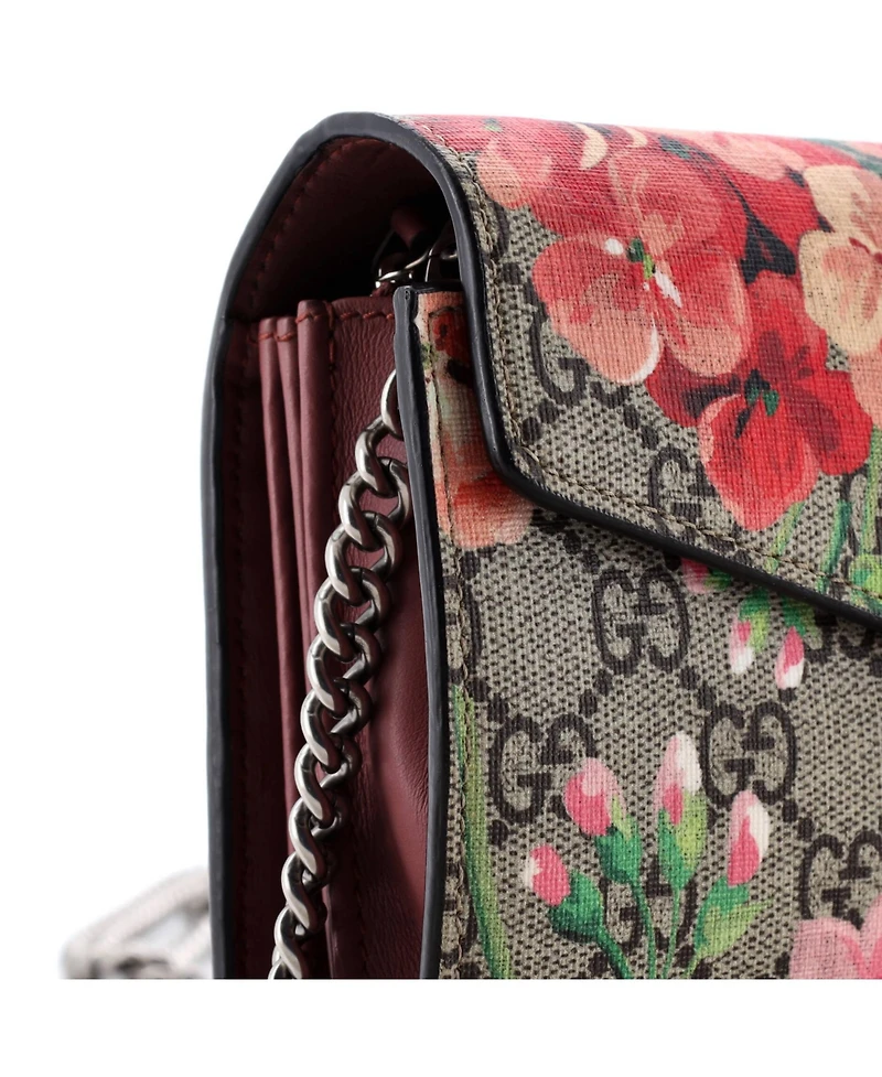 Pre-Owned Gucci Small Dionysus Chain Wallet Blooms Print Gg Coated Canvas