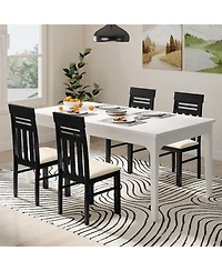 Gymax Dining Chairs Set of 4 Pu Leather Farmhouse Side for Kitchen Living Room