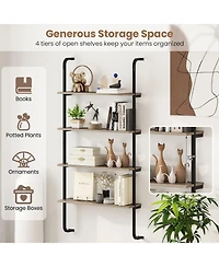 Sugift Industrial Four Tier Pipe Shelving with Metal Frame