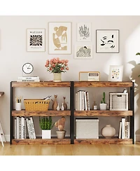 Sugift Three Tier Wooden Bookshelf with Dual Anti Tipping Kits