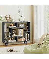 Sugift Geometric Storage Bookcase with Shelves and Anti Tipping Kit