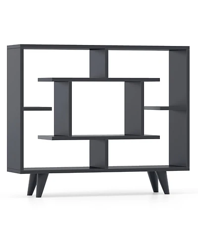 Sugift Geometric Storage Bookcase with Shelves and Anti Tipping Kit