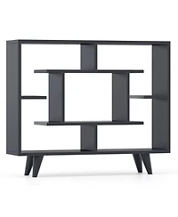 Sugift Geometric Storage Bookcase with Shelves and Anti Tipping Kit