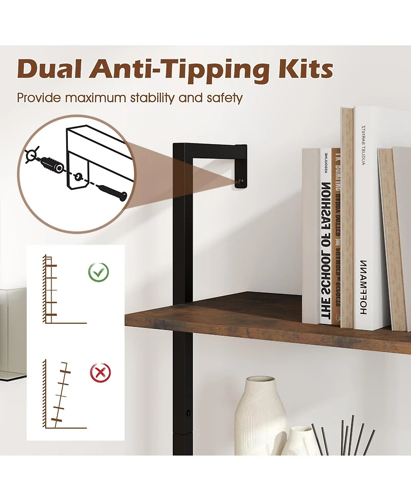 Sugift Wall Mounted Ladder Shelf with Anti Tipping Safety Kits