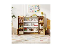 Slickblue Kids Bookshelf and Toy Storage with Open Shelves Bins