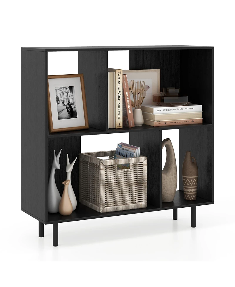 Slickblue Open Shelf Bookcase with 4 Compartments Storage Display