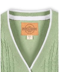 Hope & Henry Boys Hope and Henry Organic Cable Cardigan Sweater with Tipping