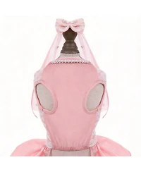 Aronkl Dog Dress Wedding Pet Lace Princess with Bows Necklace Veil Formal Apparel for Birthday Party