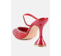 Iris Glitter Diamante Embellished Spool Heel Sandals