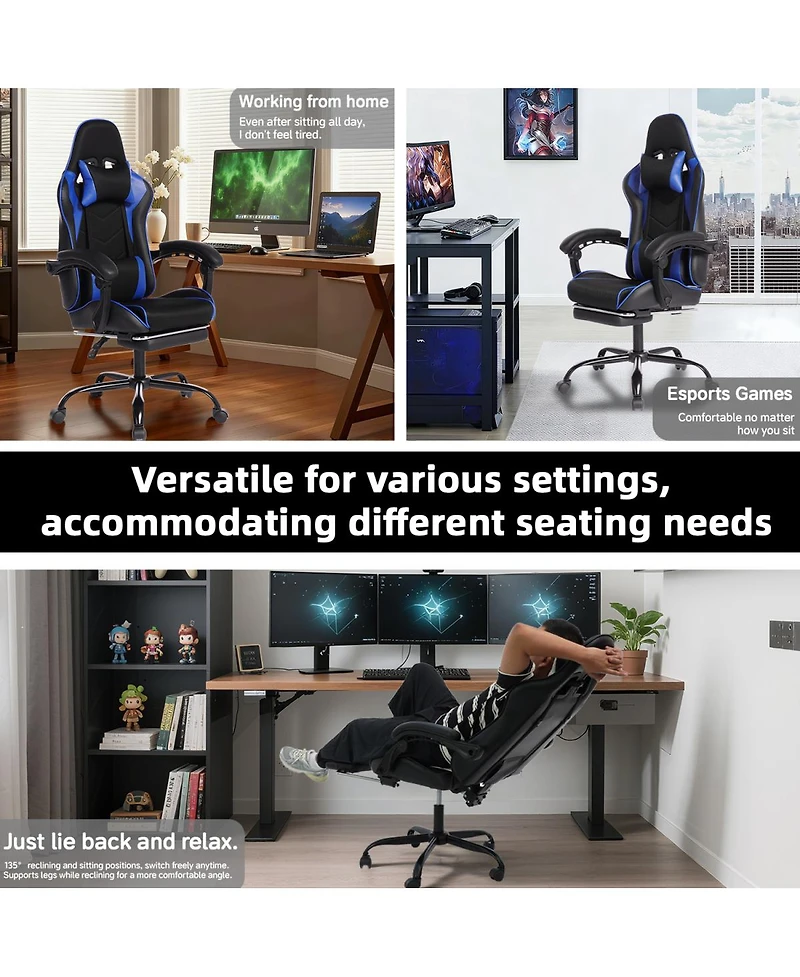Streamdale Furniture Ergonomic Gaming Chair with Footrest & Lumbar Support