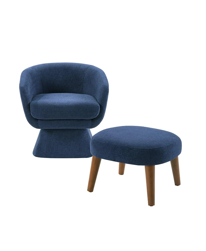 Boyel Living Modern Lazy Chair with Ottoman, 360° Swivel Accent Chair, Upholstered Reading Footrest for Small Spaces