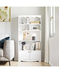gaomon 5 Tier Bookshelf with Doors, 63 Inch Tall Bookshelves and Bookcases, Modern Wood Book Shelf, Freestanding Display Shelf Storage Organizer