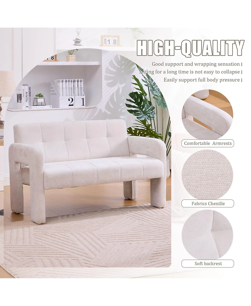 Boyel Living Modern Double Armchair Room & Bedroom Compact Upholstered Sofa Leisure Comfortable Seating with Dual Armrests