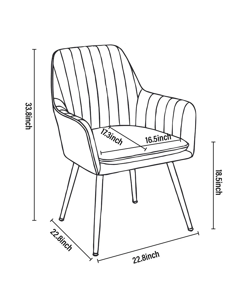 Boyel Living Velvet Dining Chair Modern Mid-Back Accent Chairs with Gold Plated Legs, Upholstered for Room