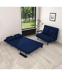 Rainsken Corduroy Convertible Loveseat Sofa Bed with 5-Position Adjustable Backrest and Pillow, Modern Folding Couch for Living Room, Bedroom