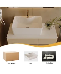 Busdays 31.5 Inches Floating Single Small Bathroom Vanity with Sink