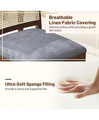 Sugift Rattan Dining Chairs Set of Two with Padded Seats