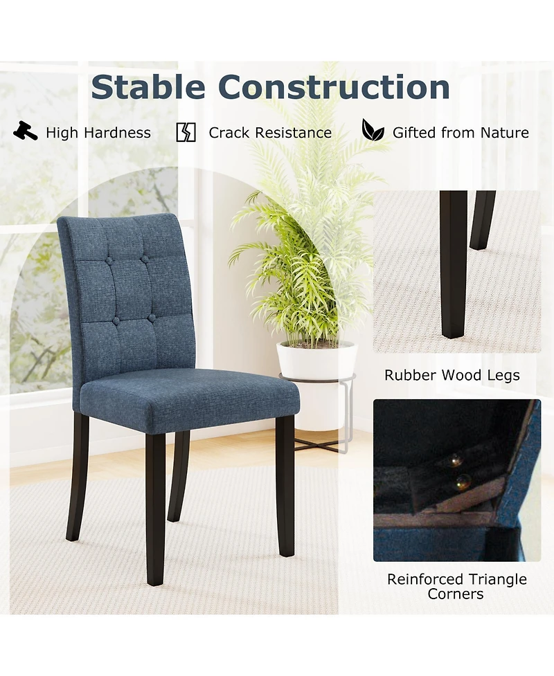 Sugift Tufted Armless Dining Chairs Set of Two with Wood Legs