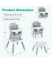 Sugift 6 in 1 Convertible Baby High Chair with Adjustable Tray