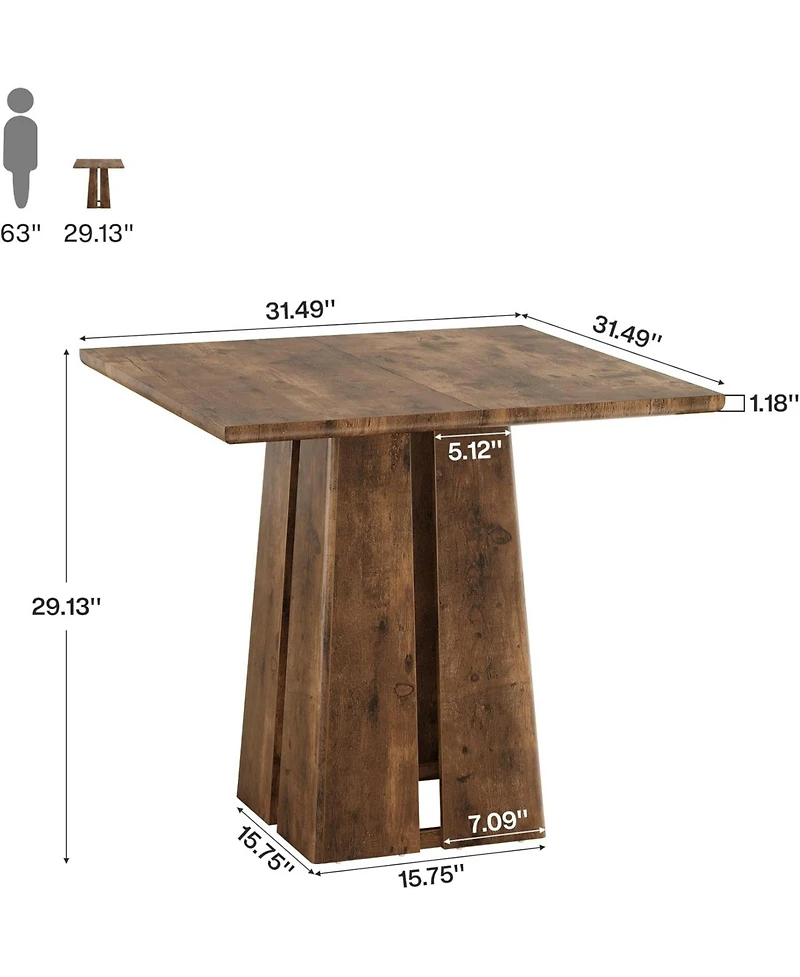 Tribesigns 31.5" Wooden Square Dining Table for 2-4 People, Farmhouse Kitchen Table