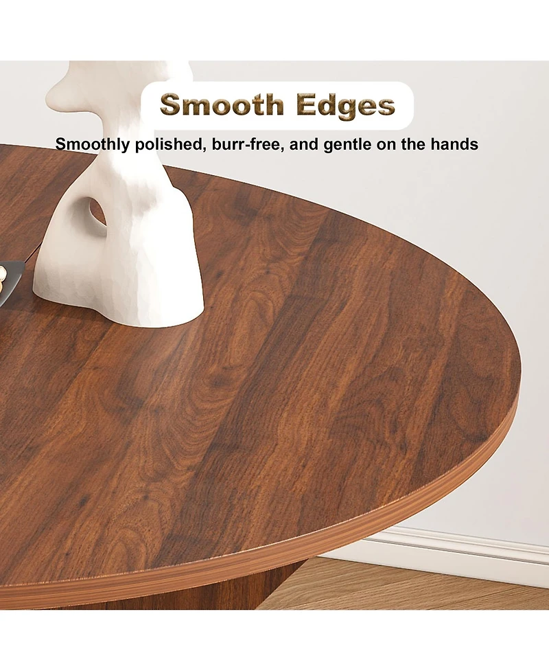 Rainsken Folding Dining Table, Round Mdf Drop Leaf Table for 2–4 People, for Kitchen, Balcony