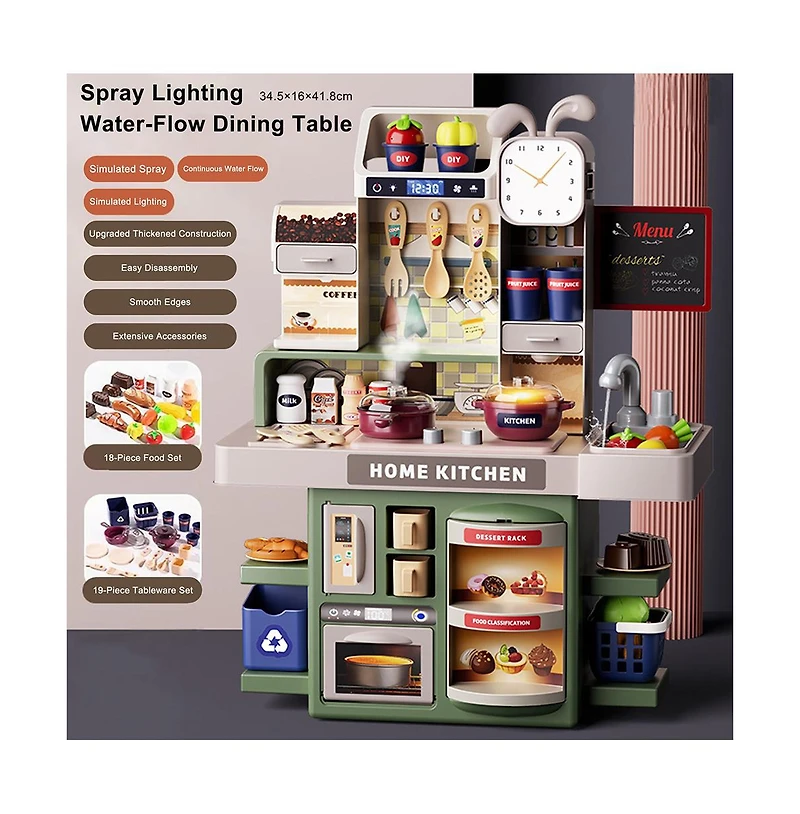 Bruce & Shark Kitchen Playset with Running Water, Mist and Light-Up Stove