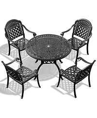 Clihome 5-Pcs Outdoor Cast Aluminum Patio Furniture Set with Random Color Cushions