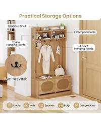 Sugift Four in One Hall Tree with Coat Rack and Storage Drawers