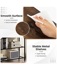 Sugift Entryway Console Table with Two Drawers and Tiered Shelves