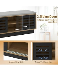 Sugift Shoe Bench with Storage Compartments and Adjustable Shelves