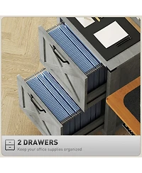 Rainsken Drawer Vertical File Cabinet, Rustic Farmhouse Filing Cabinet with Barn Doors for Letter Size, Printer Stand with Storage for Office