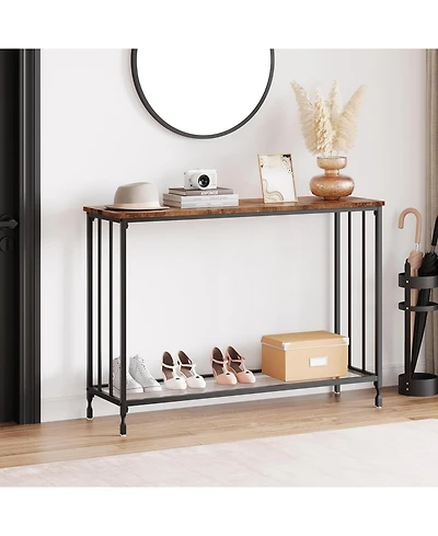 gaomon 2-Tier Industrial Console Table with Shelves, Narrow Sofa Table for Entryway, Foyer, Bedroom, Living Room, Retro, 41.3"x11.8"x31.8