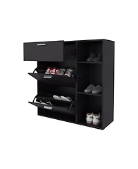 Depot E-Shop Linn Shoe Rack, 2 Doors, 1 Drawer, 3 Shelves