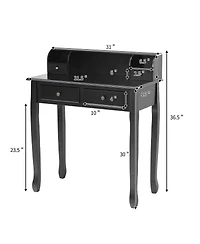 Sugift Writing Desk Vanity Computer Desk with Two Tier and Drawers