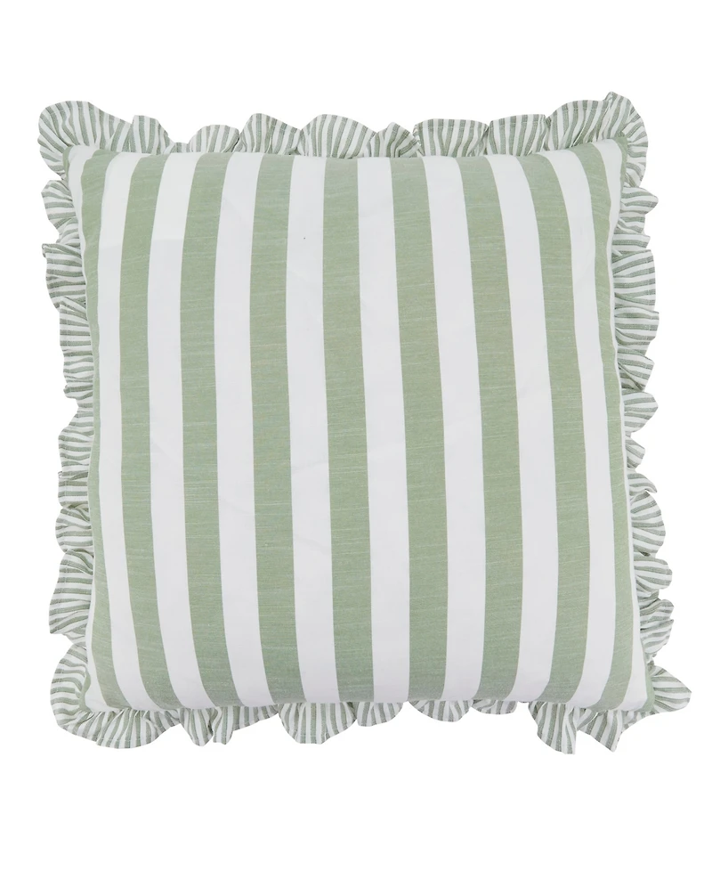Saro Lifestyle Striped Ruffle Edge Decorative Pillow