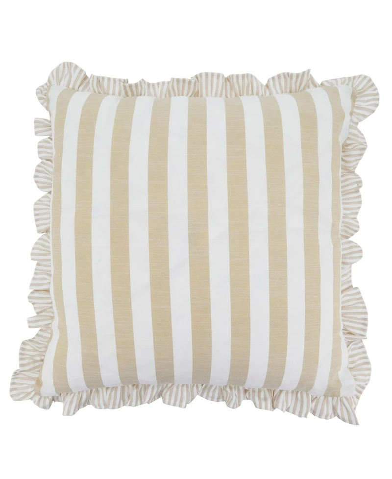 Saro Lifestyle Striped Ruffle Edge Decorative Pillow