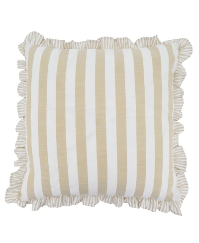 Saro Lifestyle Striped Ruffle Edge Decorative Pillow, 18" x