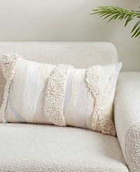 Saro Lifestyle Embroidered Stripe Decorative Pillow, 14" x 22"