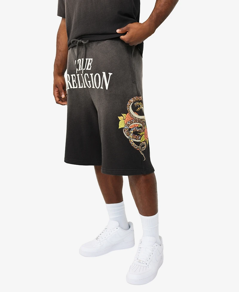 True Religion Men's Mikey Floral Snake Sweat Shorts