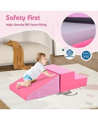 Mecale 2-Piece Step and Slide Soft Foam Climber Set for Infants & Toddlers