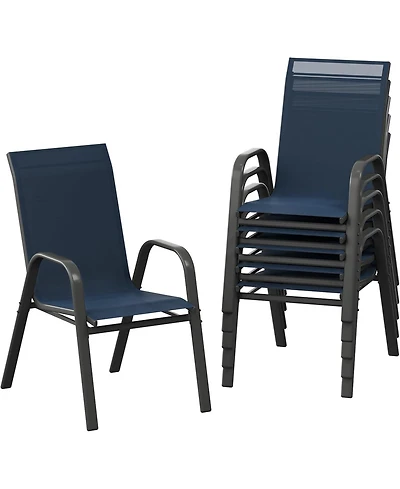 gaomon Patio Chairs Set of 6, Outdoor Stackable Dining Chairs with Textilene Fabric