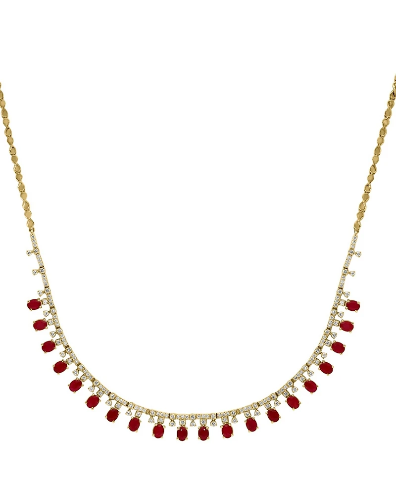 Lali Jewels Ruby (9/10 ct. t.w.) & Diamond (1/5 ct. t.w.) Necklace in 14k Yellow Gold