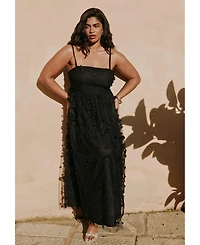 Eloquii Women's Plus Floral Applique Dress