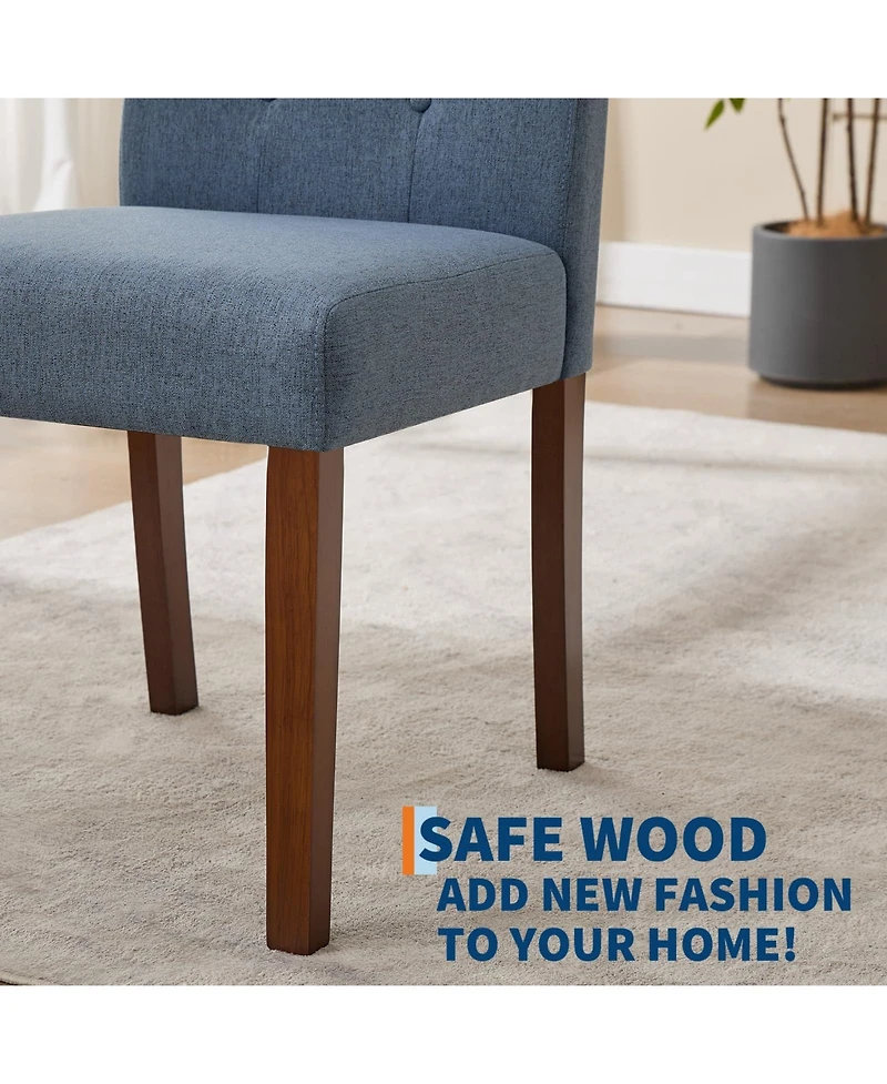 gaomon Set of 6 Upholstered Fabric Button-Tufted Parsons Dining Chairs with Solid Wood Legs