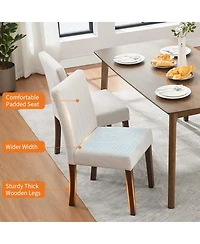 gaomon Set of 6 Modern Linen Fabric Upholstered Dining Chairs, Kitchen Side Chairs with Solid Wood Legs