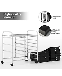 Sugift Nine Drawer Rolling Storage Cart with Metal Frame Organizer