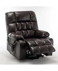 Boyel Living Leather Lift Recliner with Heat and Massage Lift Sofa Chair with 2 Pockets, 2 Cup Holder, 2 Remote