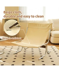 Rainsken Modern Accent Chair, Upholstered Reading Chair with Metal Chrome Frame, Comfy Living Room Chair for Home Office, Bedroom