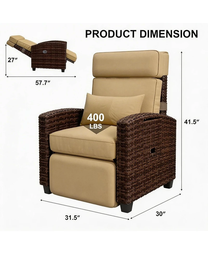 gaomon Outdoor Recliner Chair, Patio Reclining Chairs with Adjustable Backrest and Footrest