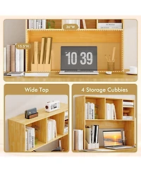 Sugift Computer Desktop Bookcase with 4 Cubbies and Open Back Compartment
